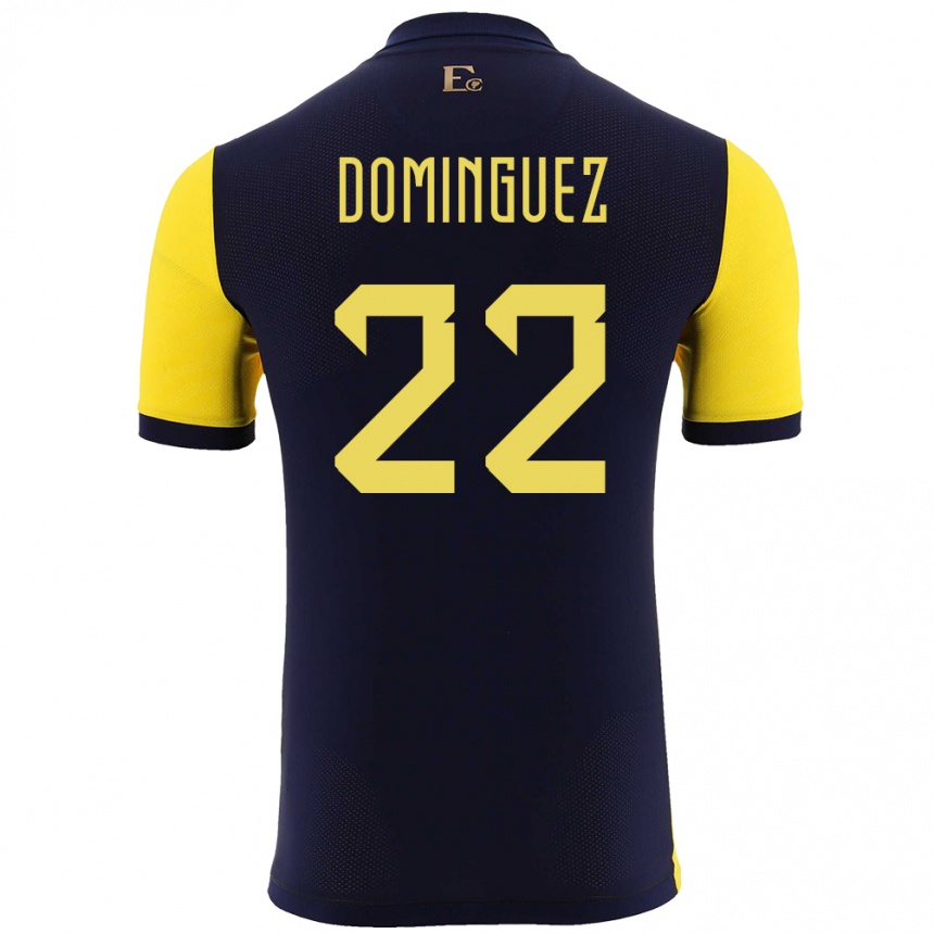 Niño Fútbol Camiseta Ecuador Alexander Dominguez #22 Amarillo 1ª Equipación 24-26