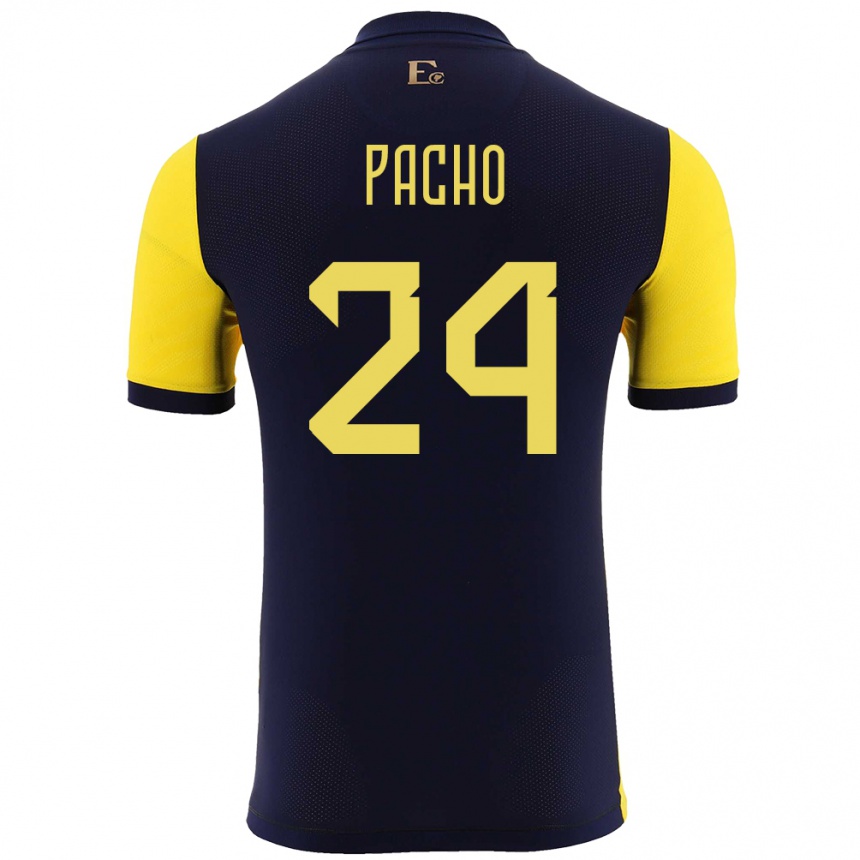 Niño Fútbol Camiseta Ecuador William Pacho #24 Amarillo 1ª Equipación 24-26