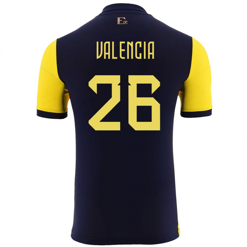 Niño Fútbol Camiseta Ecuador Anthony Valencia #26 Amarillo 1ª Equipación 24-26