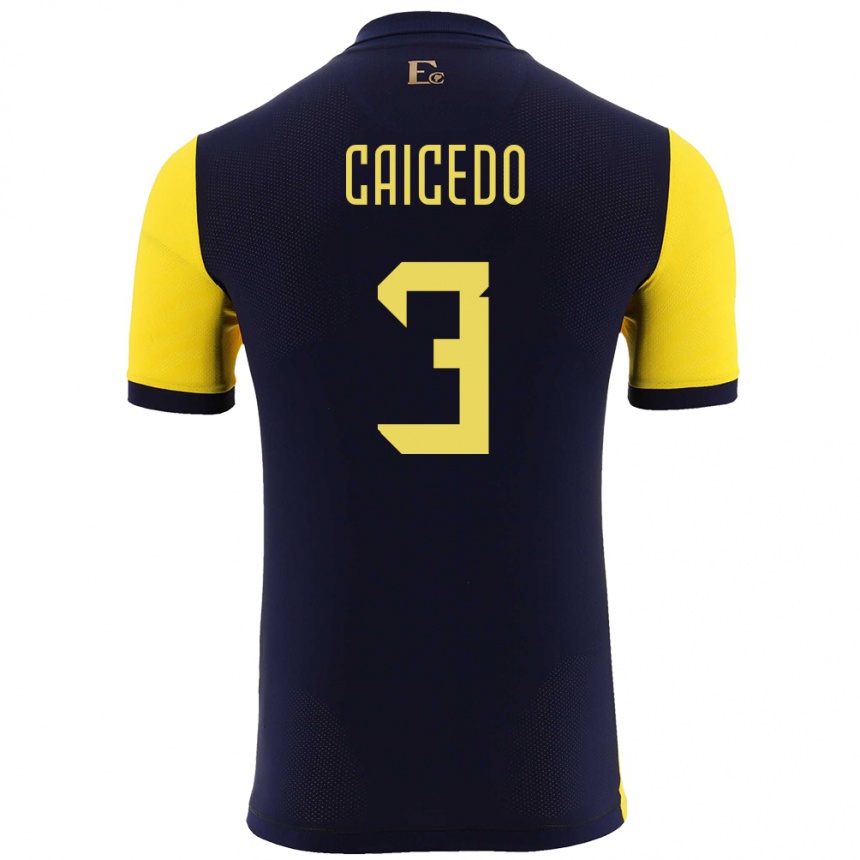 Niño Fútbol Camiseta Ecuador Jessy Caicedo #3 Amarillo 1ª Equipación 24-26