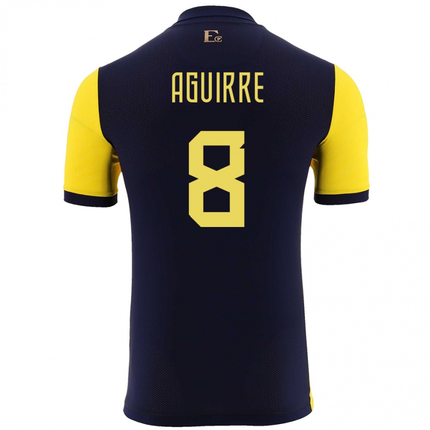 Niño Fútbol Camiseta Ecuador Marthina Aguirre #8 Amarillo 1ª Equipación 24-26