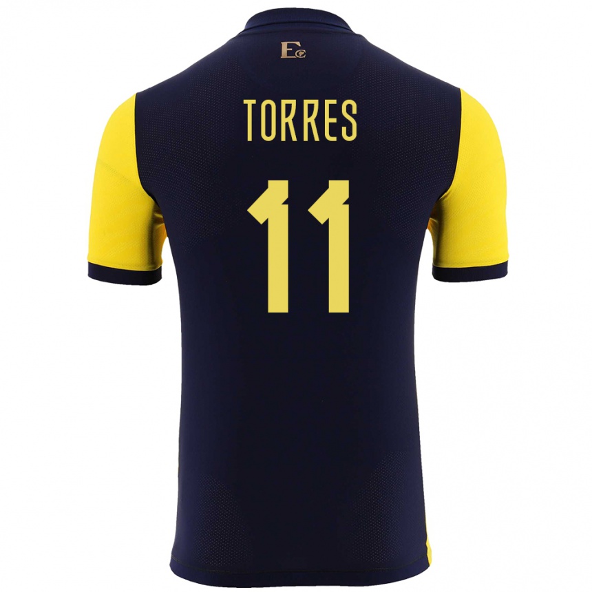 Niño Fútbol Camiseta Ecuador Ambar Torres #11 Amarillo 1ª Equipación 24-26