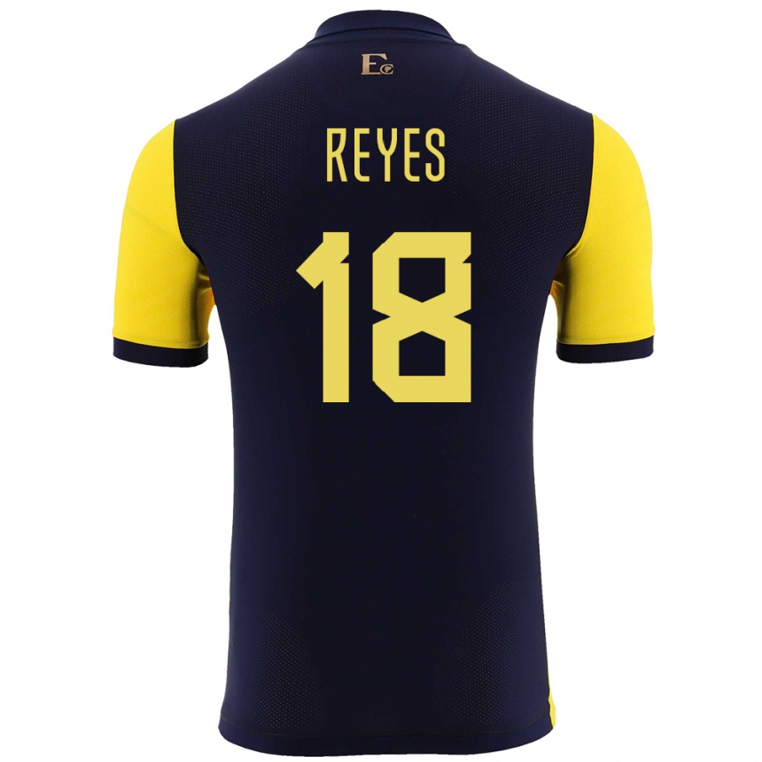 Niño Fútbol Camiseta Ecuador Ashley Reyes #18 Amarillo 1ª Equipación 24-26