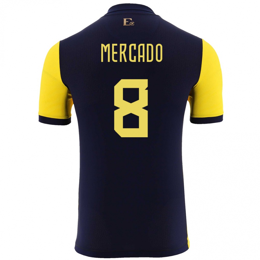 Niño Fútbol Camiseta Ecuador Patrik Mercado #8 Amarillo 1ª Equipación 24-26