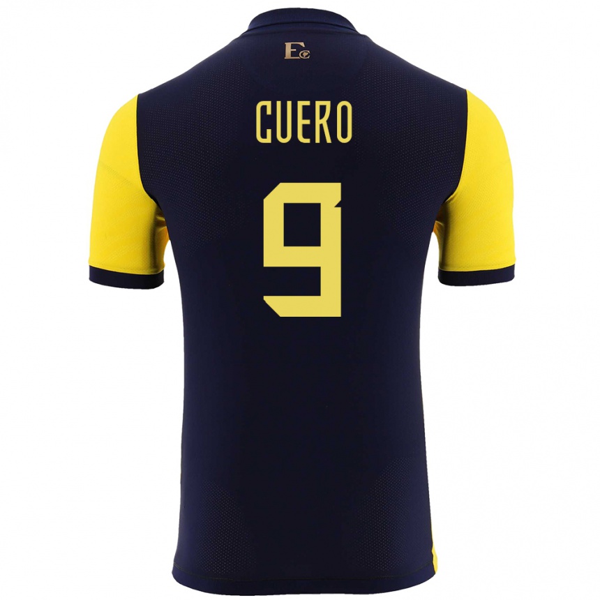 Niño Fútbol Camiseta Ecuador Justin Cuero #9 Amarillo 1ª Equipación 24-26