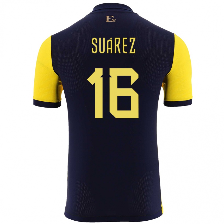 Niño Fútbol Camiseta Ecuador Ariel Suarez #16 Amarillo 1ª Equipación 24-26