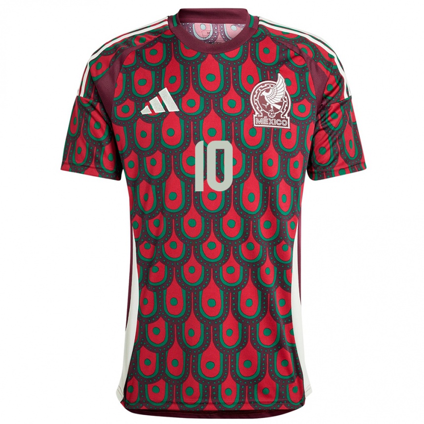 Niño Fútbol Camiseta México Alexis Vega #10 Granate 1ª Equipación 24-26