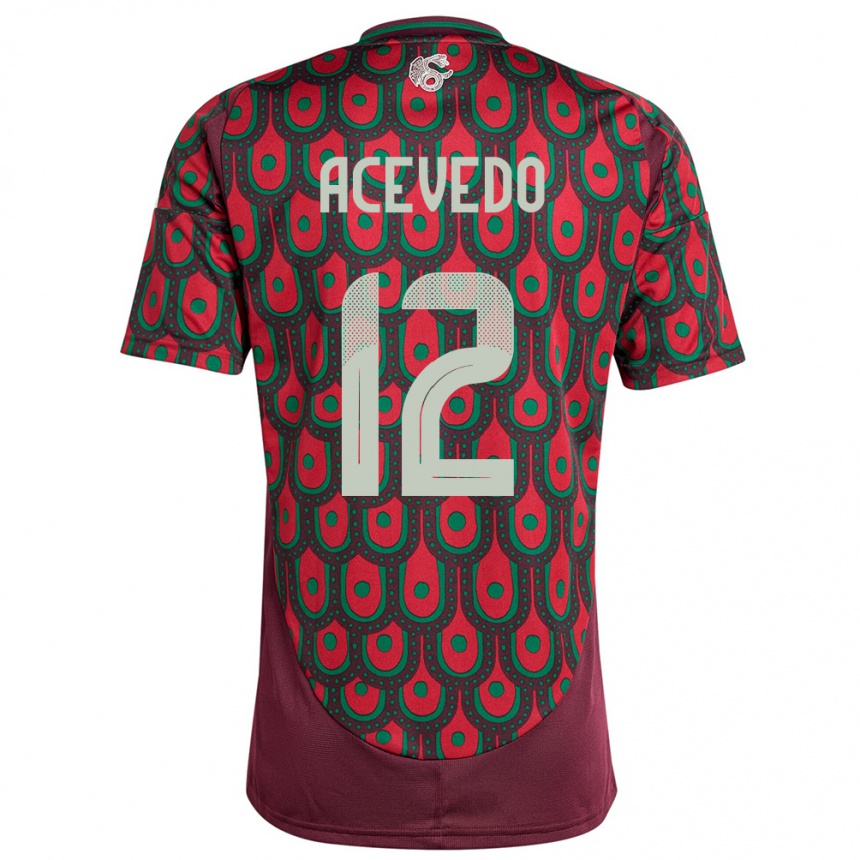 Niño Fútbol Camiseta México Carlos Acevedo #12 Granate 1ª Equipación 24-26