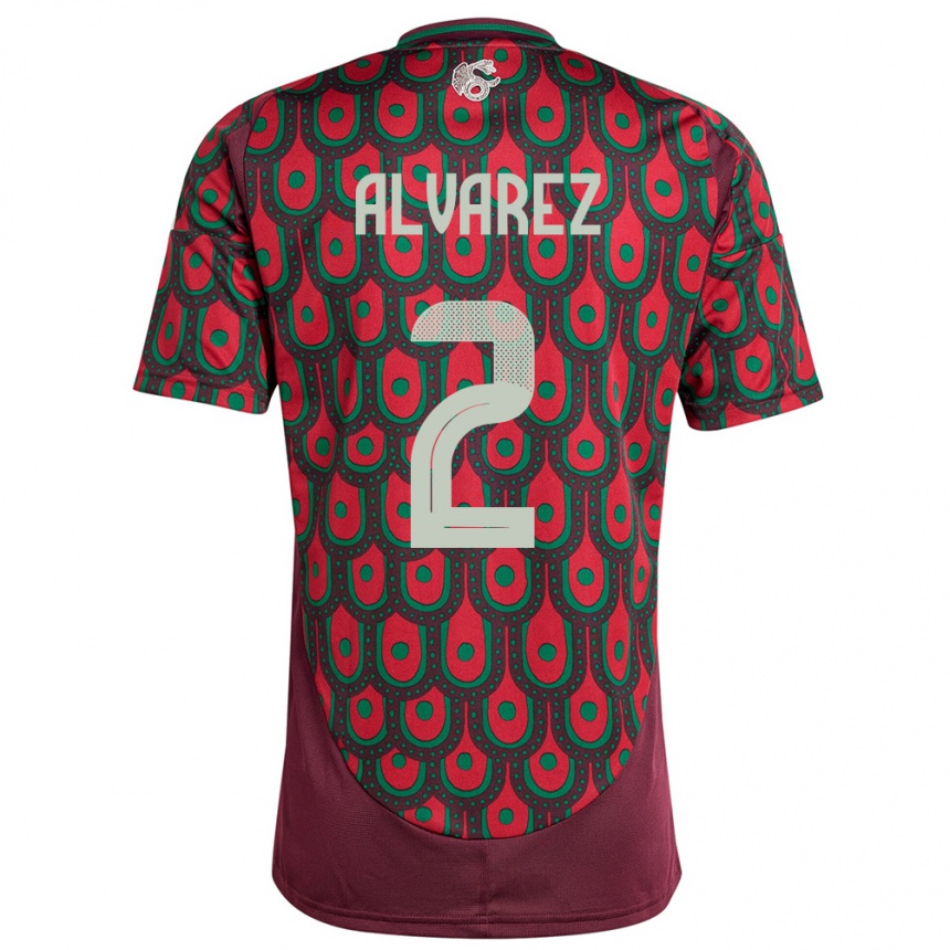 Niño Fútbol Camiseta México Kevin Alvarez #2 Granate 1ª Equipación 24-26