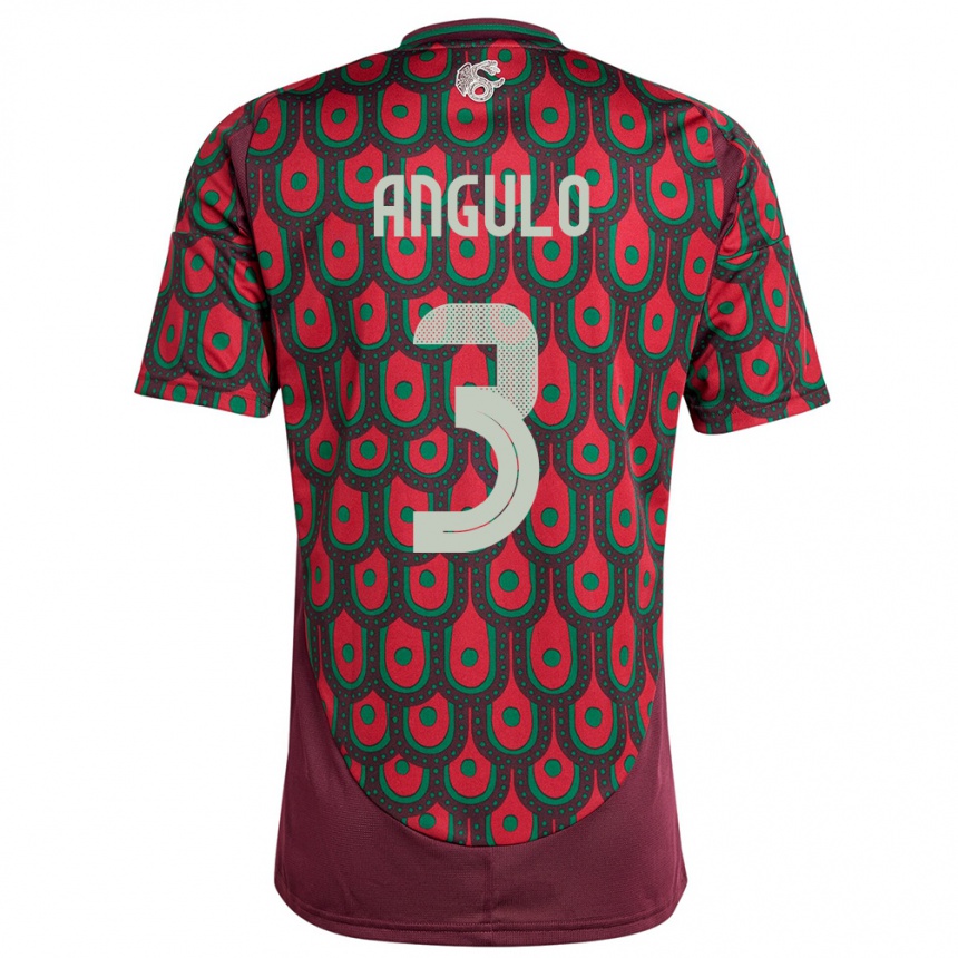 Niño Fútbol Camiseta México Jesus Angulo #3 Granate 1ª Equipación 24-26