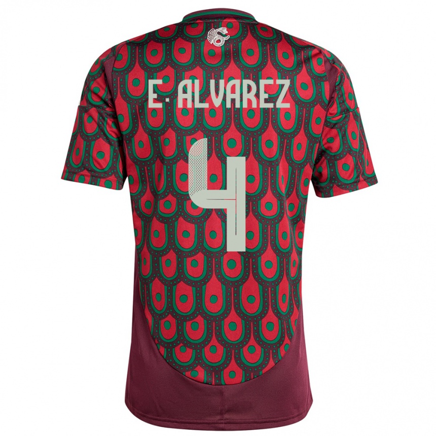 Niño Fútbol Camiseta México Edson Alvarez #4 Granate 1ª Equipación 24-26