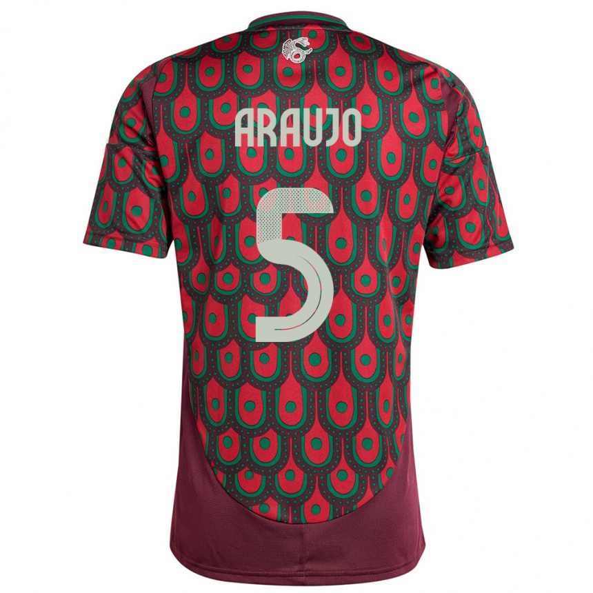 Niño Fútbol Camiseta México Julian Araujo #5 Granate 1ª Equipación 24-26