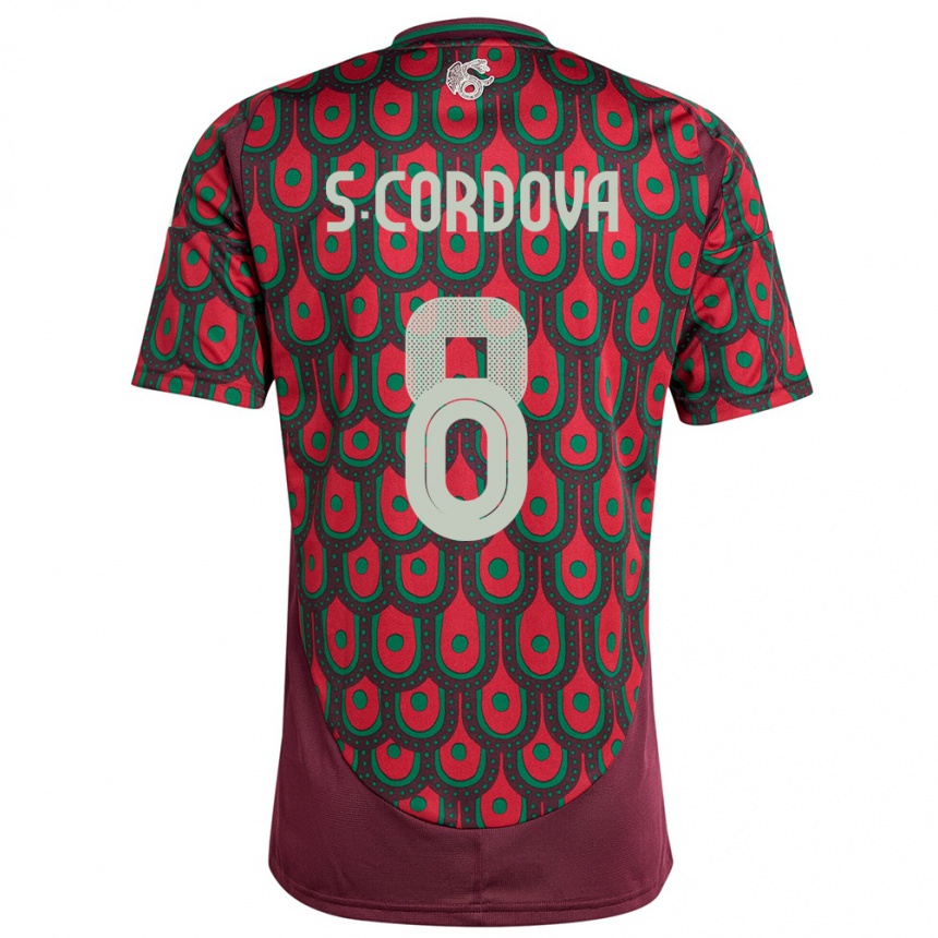 Niño Fútbol Camiseta México Sebastian Cordova #8 Granate 1ª Equipación 24-26