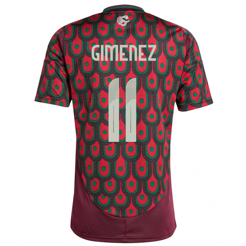 Niño Fútbol Camiseta México Santiago Gimenez #11 Granate 1ª Equipación 24-26