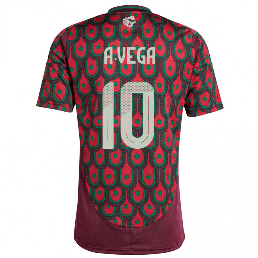 Niño Fútbol Camiseta México Alexis Vega #10 Granate 1ª Equipación 24-26