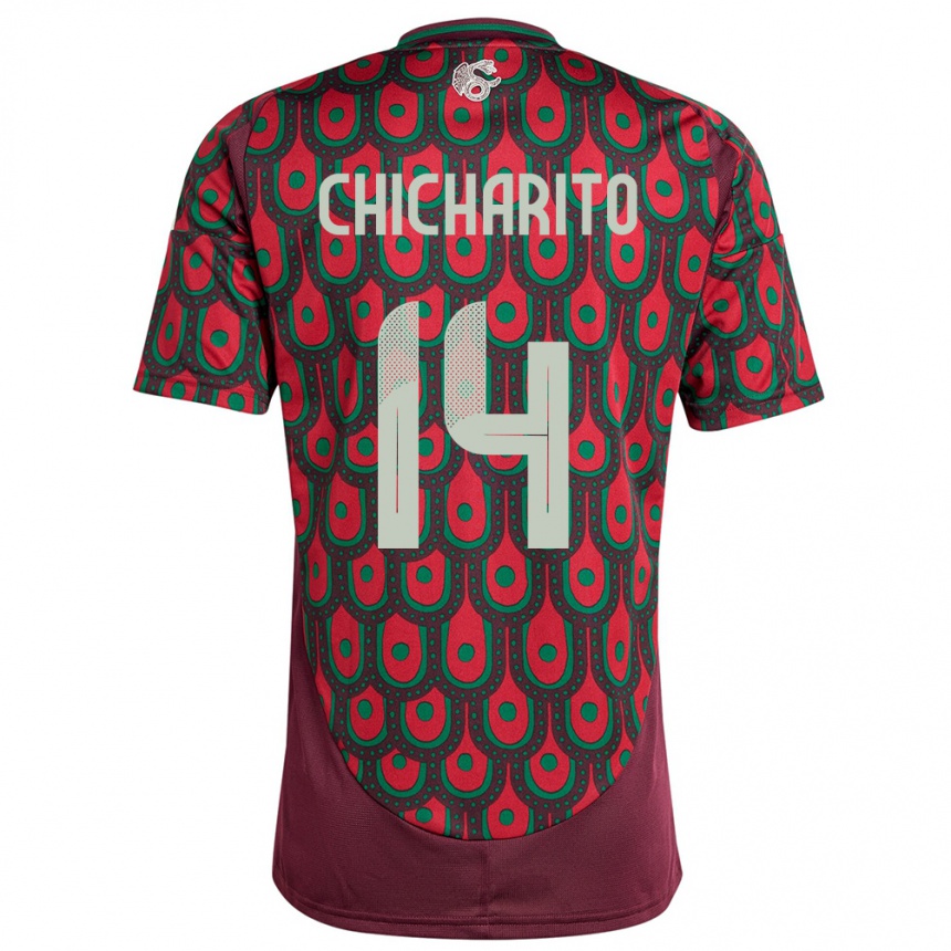 Niño Fútbol Camiseta México Chicharito #14 Granate 1ª Equipación 24-26