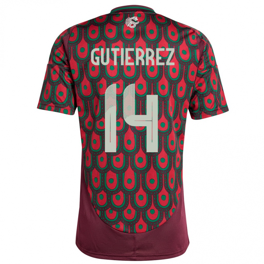 Niño Fútbol Camiseta México Erick Gutierrez #14 Granate 1ª Equipación 24-26