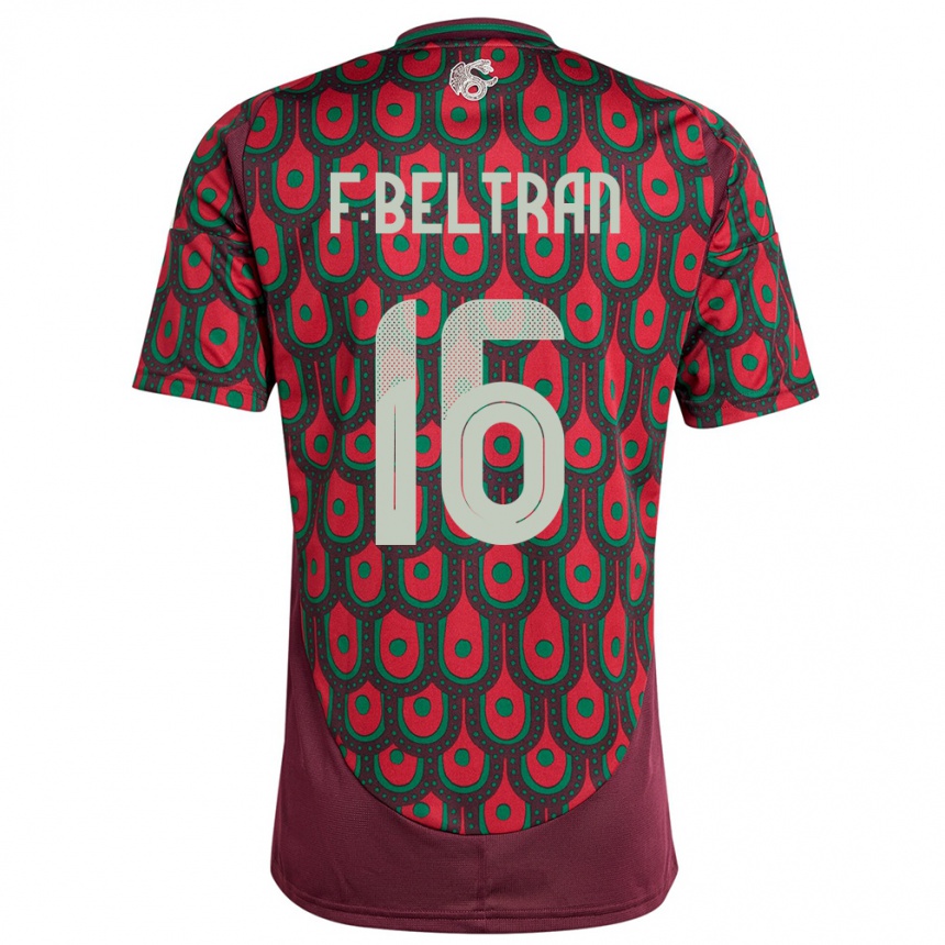 Niño Fútbol Camiseta México Fernando Beltran #16 Granate 1ª Equipación 24-26