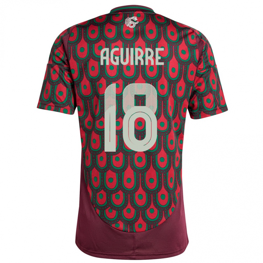 Niño Fútbol Camiseta México Eduardo Aguirre #18 Granate 1ª Equipación 24-26