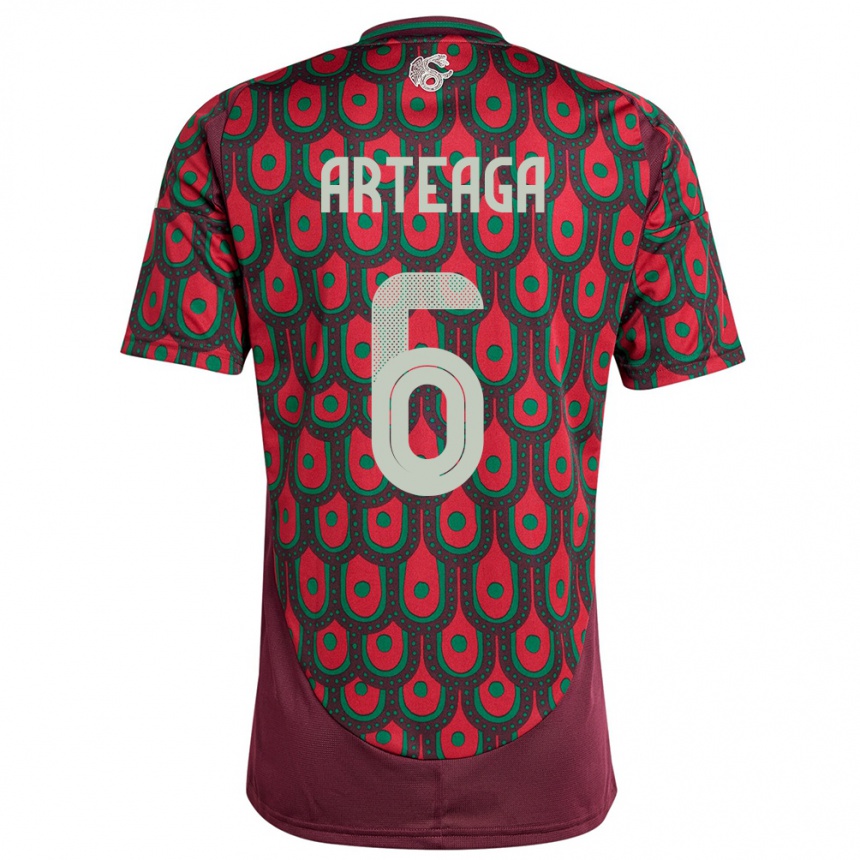 Niño Fútbol Camiseta México Gerardo Arteaga #6 Granate 1ª Equipación 24-26