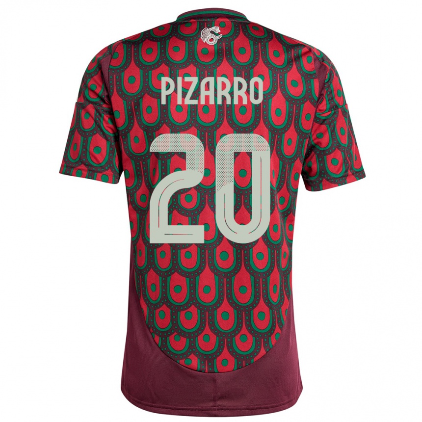 Niño Fútbol Camiseta México Rodolfo Pizarro #20 Granate 1ª Equipación 24-26