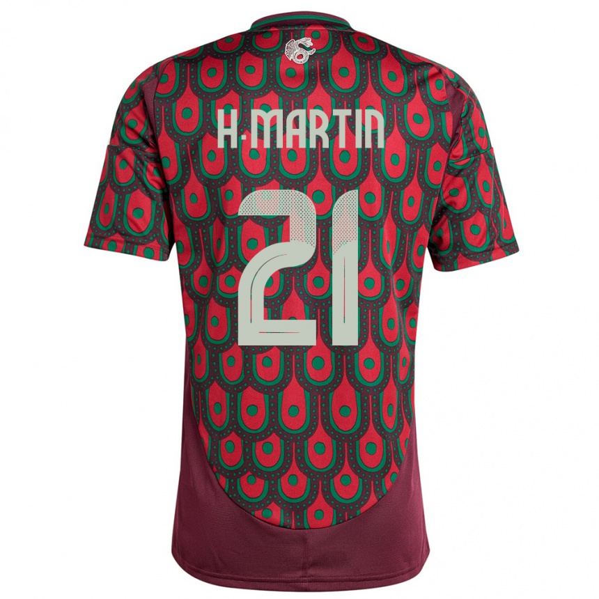 Niño Fútbol Camiseta México Henry Martin #21 Granate 1ª Equipación 24-26