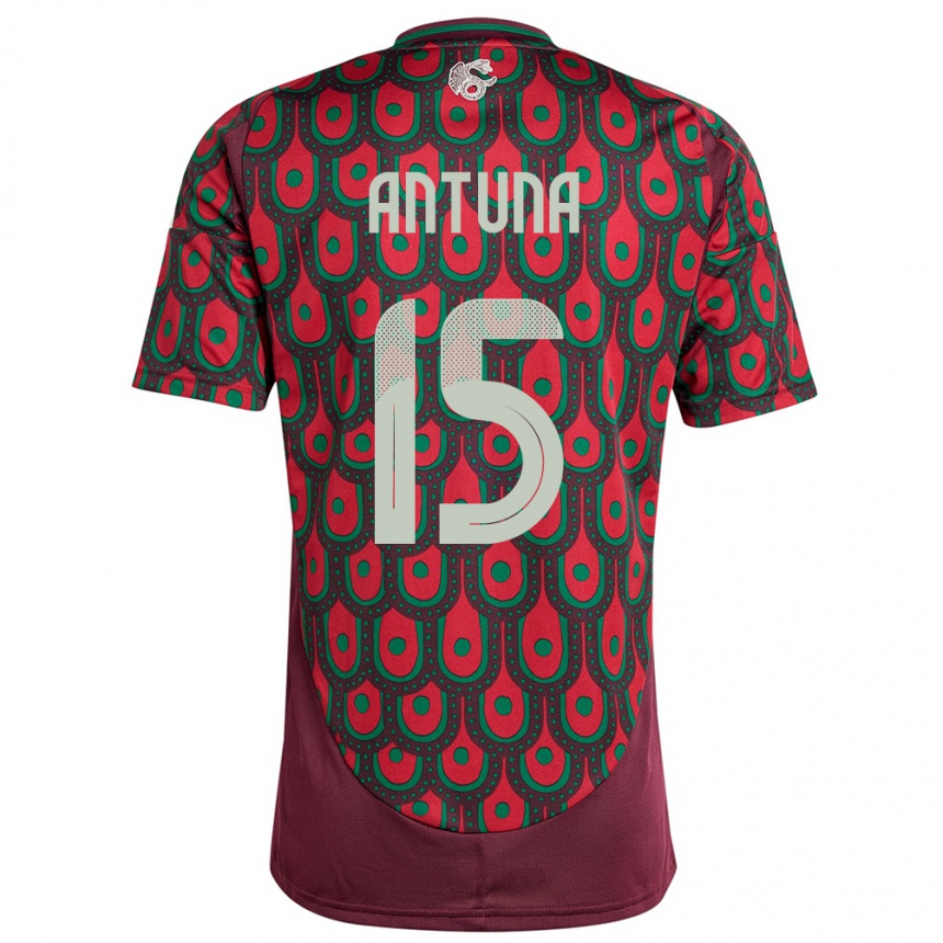 Niño Fútbol Camiseta México Uriel Antuna #15 Granate 1ª Equipación 24-26