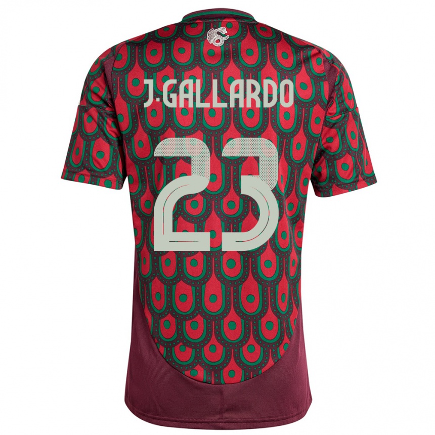 Niño Fútbol Camiseta México Jesus Gallardo #23 Granate 1ª Equipación 24-26