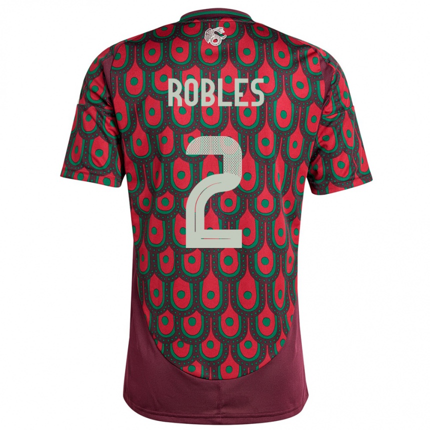 Niño Fútbol Camiseta México Kenti Robles #2 Granate 1ª Equipación 24-26