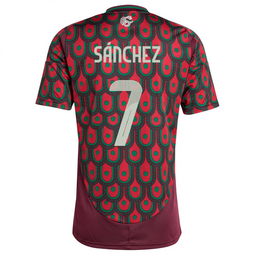 Niño Fútbol Camiseta México Maria Sanchez #7 Granate 1ª Equipación 24-26