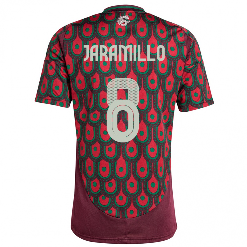 Niño Fútbol Camiseta México Carolina Jaramillo #8 Granate 1ª Equipación 24-26