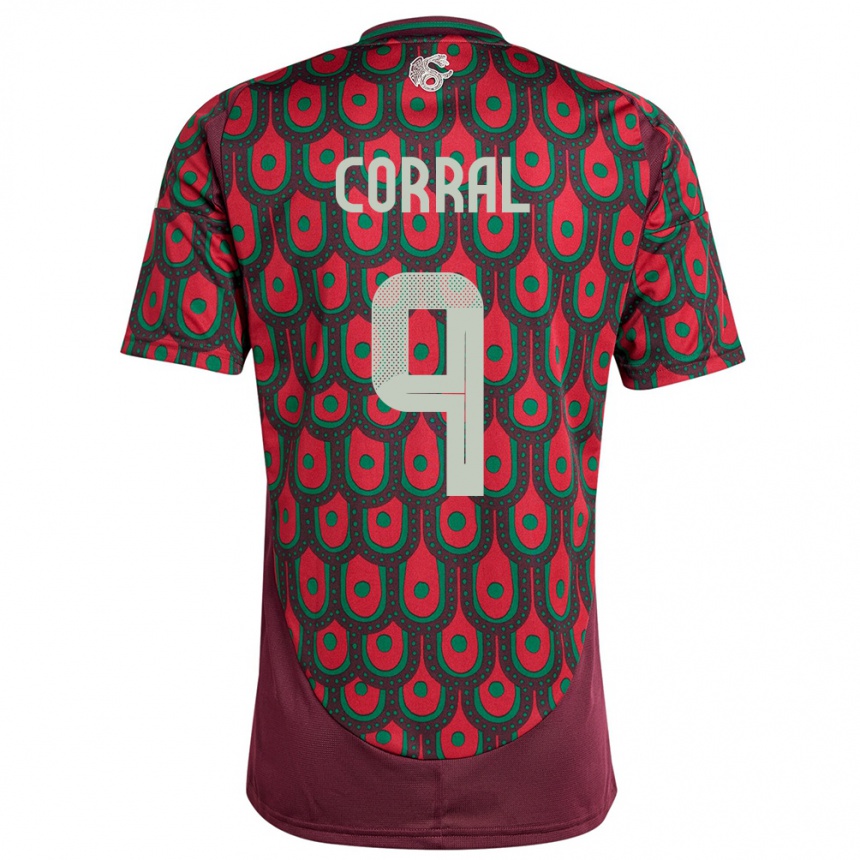 Niño Fútbol Camiseta México Charlyn Corral #9 Granate 1ª Equipación 24-26