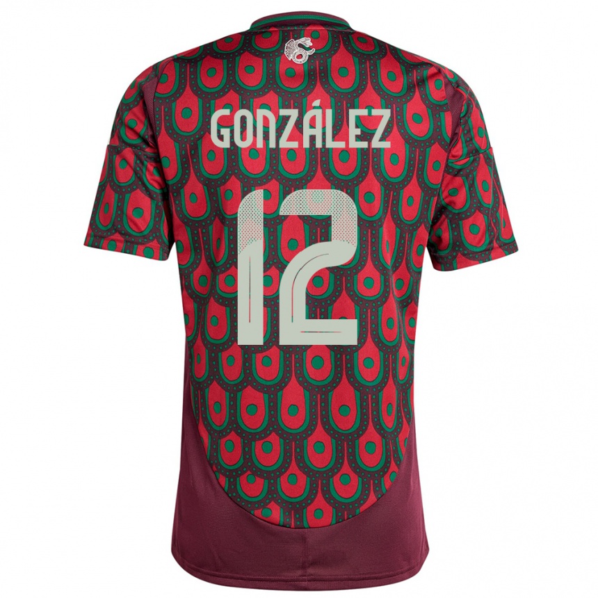 Niño Fútbol Camiseta México Itzel Gonzalez #12 Granate 1ª Equipación 24-26