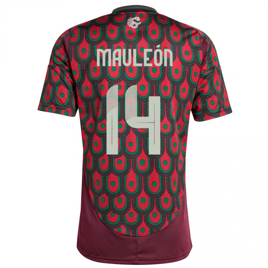 Niño Fútbol Camiseta México Natalia Mauleon #14 Granate 1ª Equipación 24-26