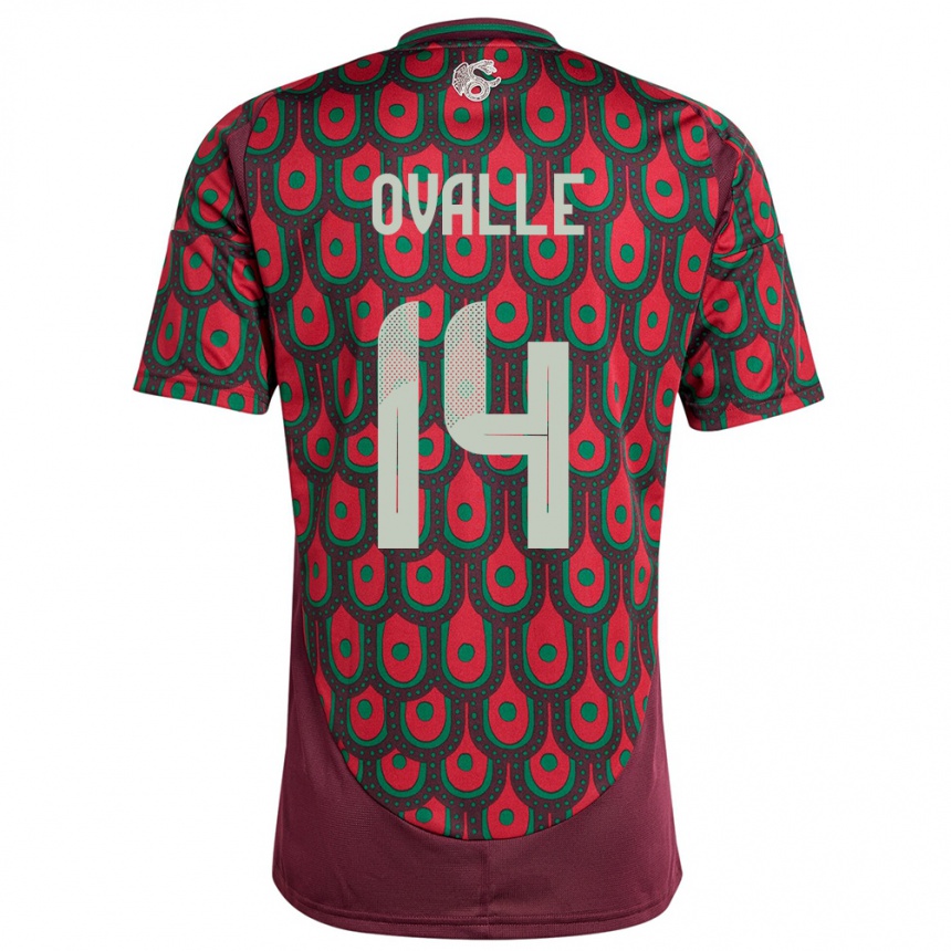 Niño Fútbol Camiseta México Jacqueline Ovalle #14 Granate 1ª Equipación 24-26