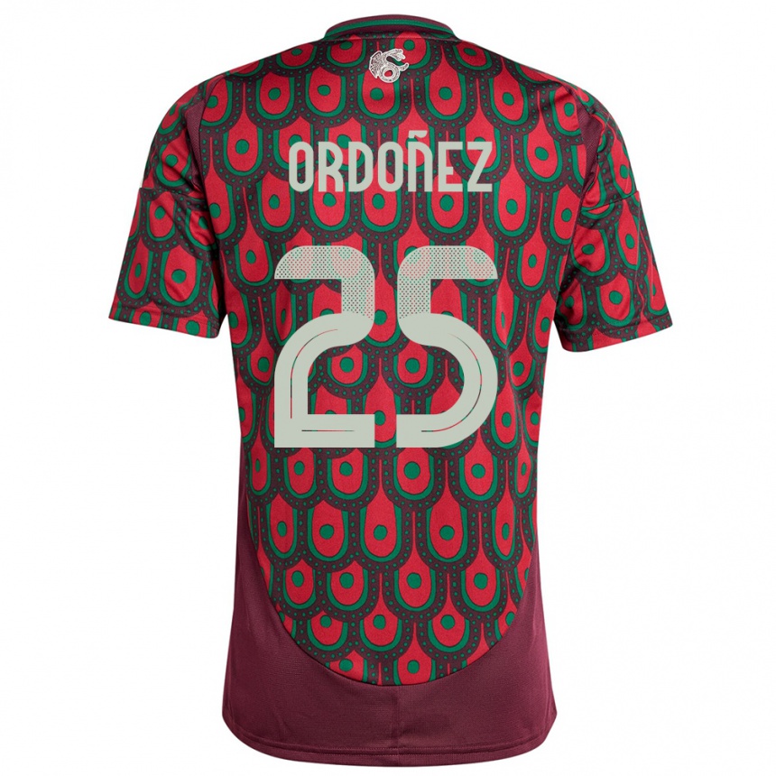 Niño Fútbol Camiseta México Diana Ordonez #25 Granate 1ª Equipación 24-26