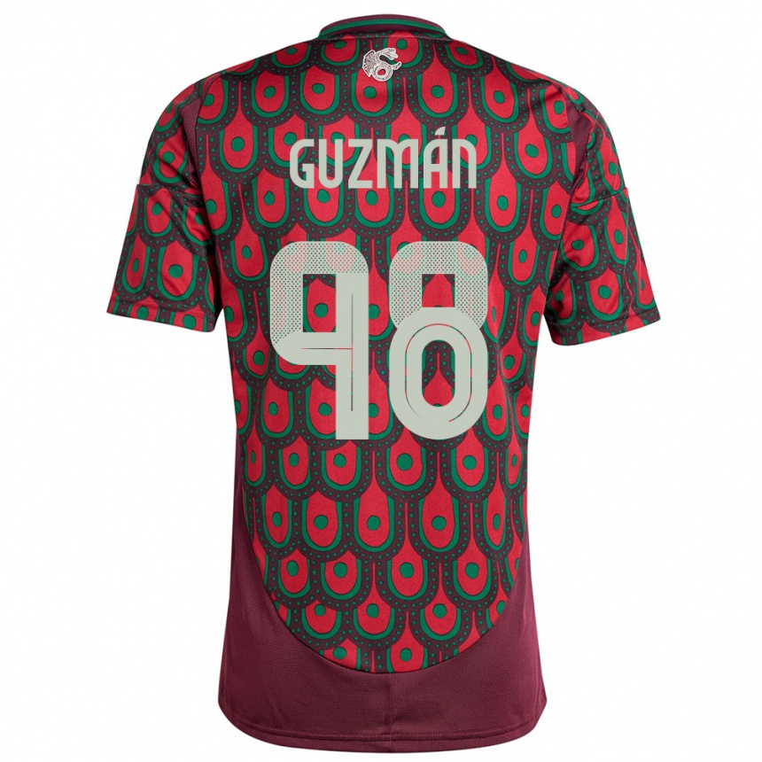 Niño Fútbol Camiseta México Kinberly Guzman #98 Granate 1ª Equipación 24-26