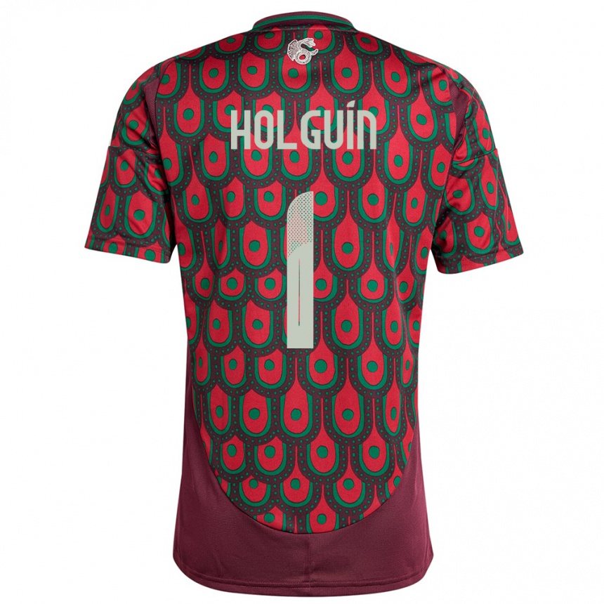 Niño Fútbol Camiseta México Hector Holguin #1 Granate 1ª Equipación 24-26