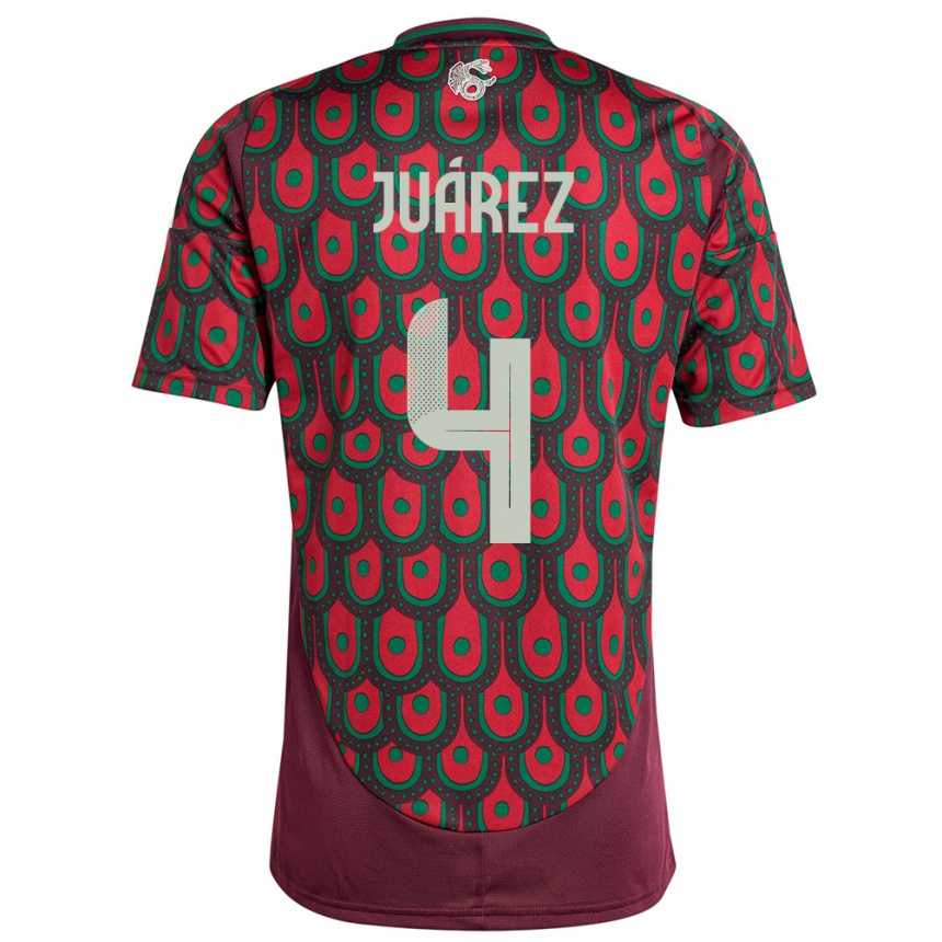 Niño Fútbol Camiseta México Ramon Juarez #4 Granate 1ª Equipación 24-26