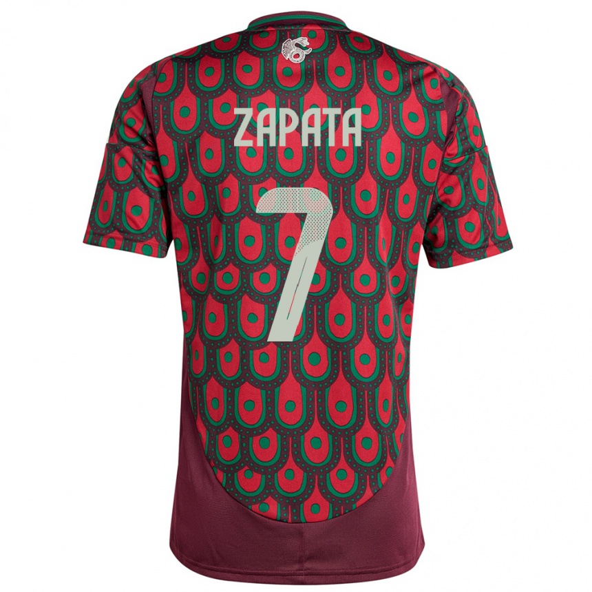 Niño Fútbol Camiseta México Angel Zapata #7 Granate 1ª Equipación 24-26