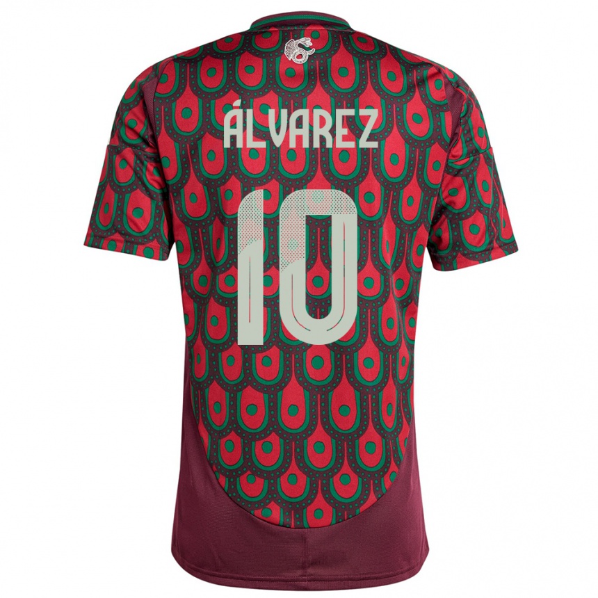 Niño Fútbol Camiseta México Efrain Alvarez #10 Granate 1ª Equipación 24-26