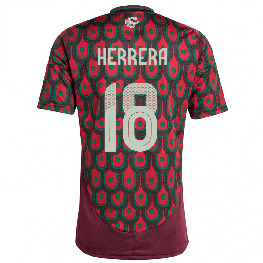 Niño Fútbol Camiseta México Ozziel Herrera #18 Granate 1ª Equipación 24-26