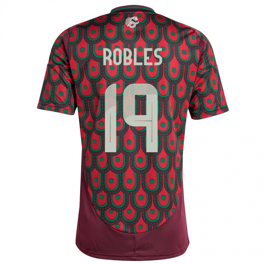 Niño Fútbol Camiseta México Angel Robles #19 Granate 1ª Equipación 24-26