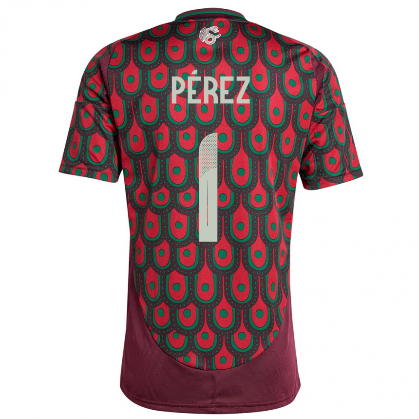 Niño Fútbol Camiseta México Emiliano Perez #1 Granate 1ª Equipación 24-26