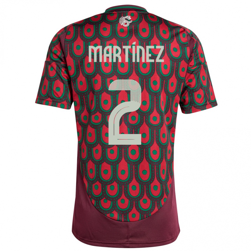 Niño Fútbol Camiseta México Emilio Martinez #2 Granate 1ª Equipación 24-26