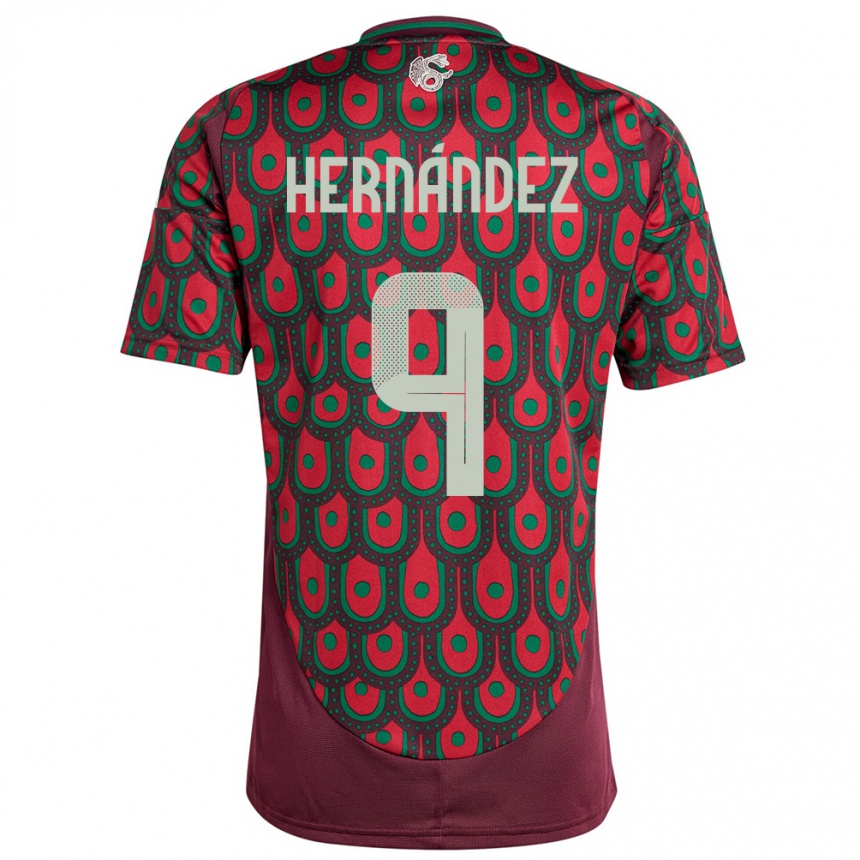 Niño Fútbol Camiseta México Jesus Hernandez #9 Granate 1ª Equipación 24-26