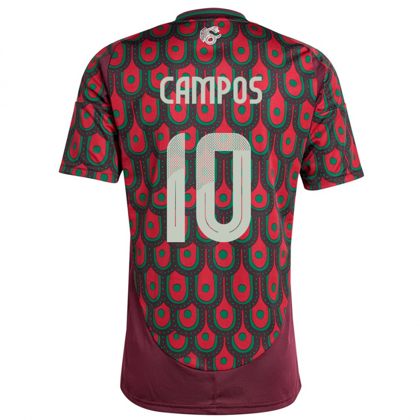 Niño Fútbol Camiseta México Karel Campos #10 Granate 1ª Equipación 24-26