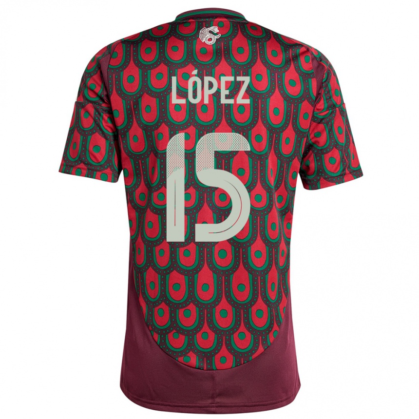 Niño Fútbol Camiseta México Everardo Lopez #15 Granate 1ª Equipación 24-26