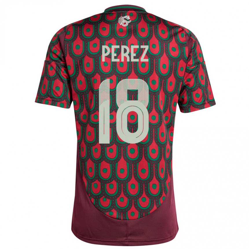 Niño Fútbol Camiseta México Jonathan Perez #18 Granate 1ª Equipación 24-26