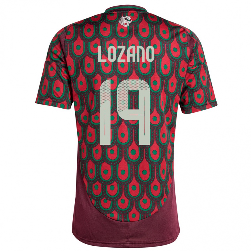 Niño Fútbol Camiseta México Esteban Lozano #19 Granate 1ª Equipación 24-26